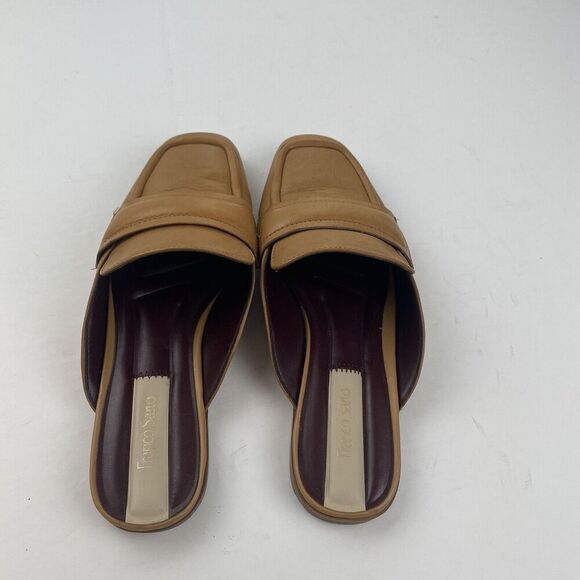 Franco Sarto Womens Duval Slip On Mule Shoes Size 7.5 M Tan Leather Square Toe - Picture 1 of 16